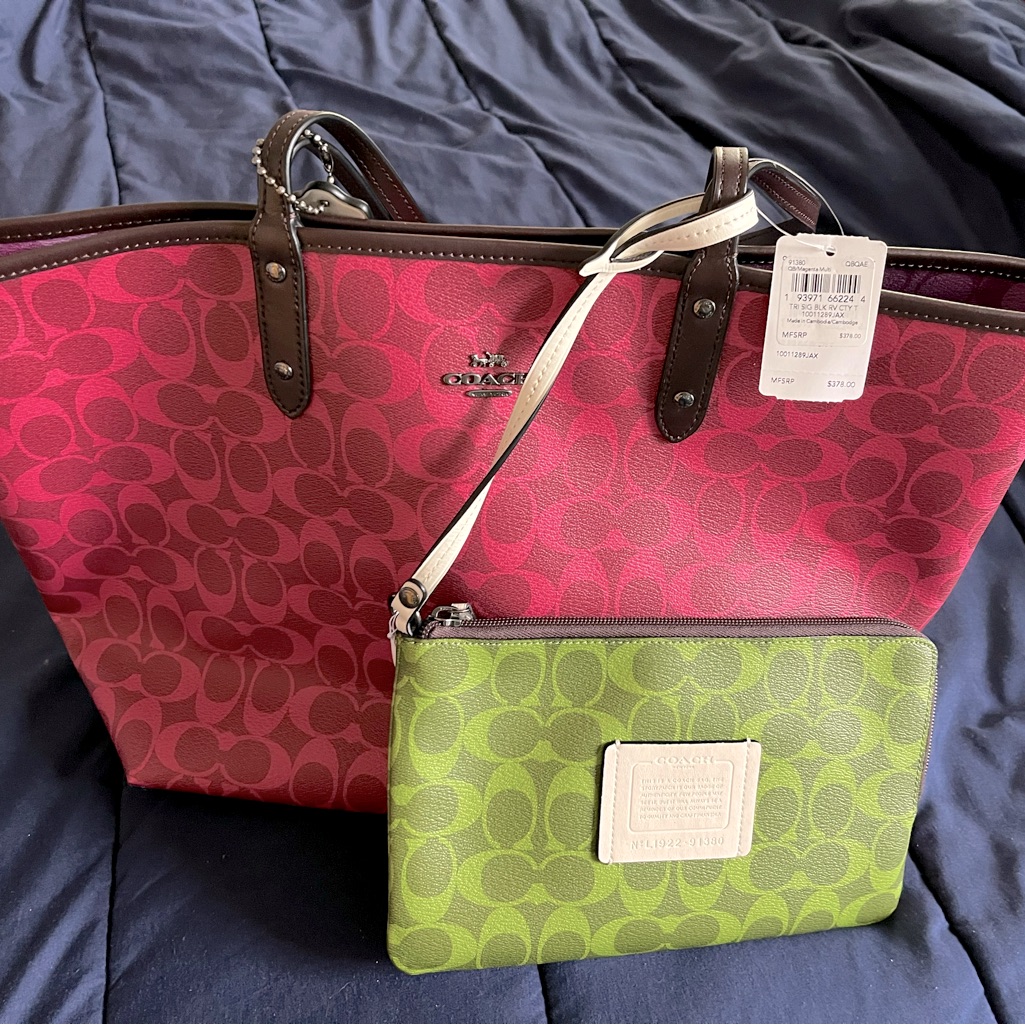 Nwt Magenta Coach Tote